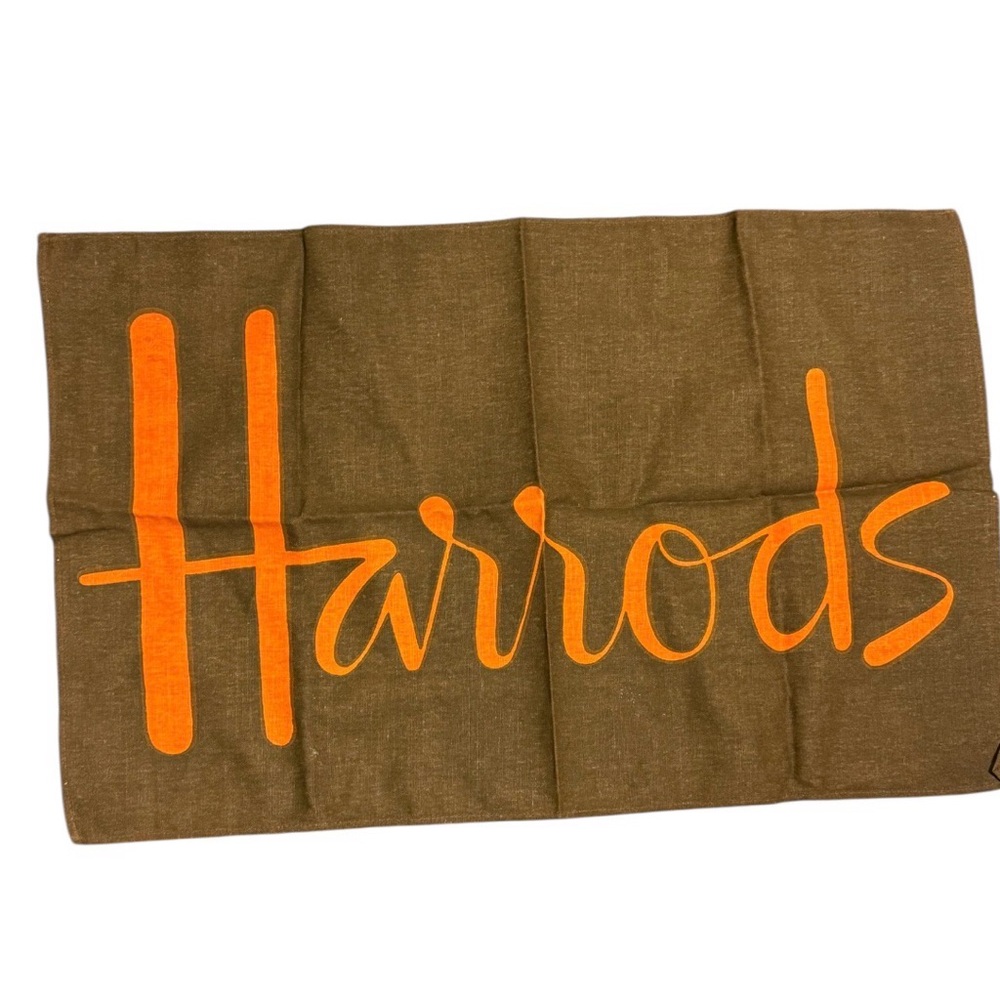 Harrods Olive and Orange Logo Tea linen towel